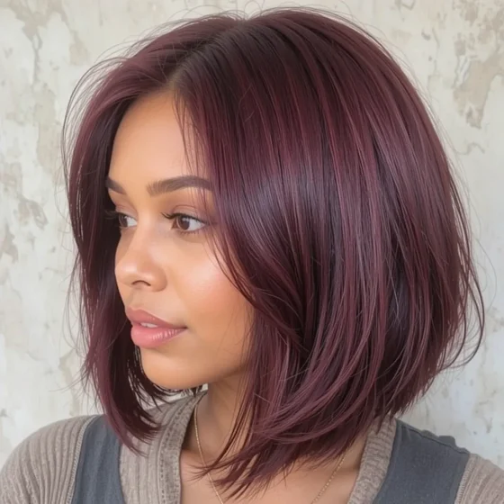 Maroon Shoulder-Length Bob