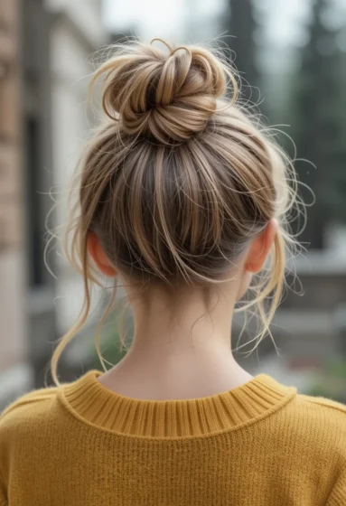 Messy Bun With Loose Strands