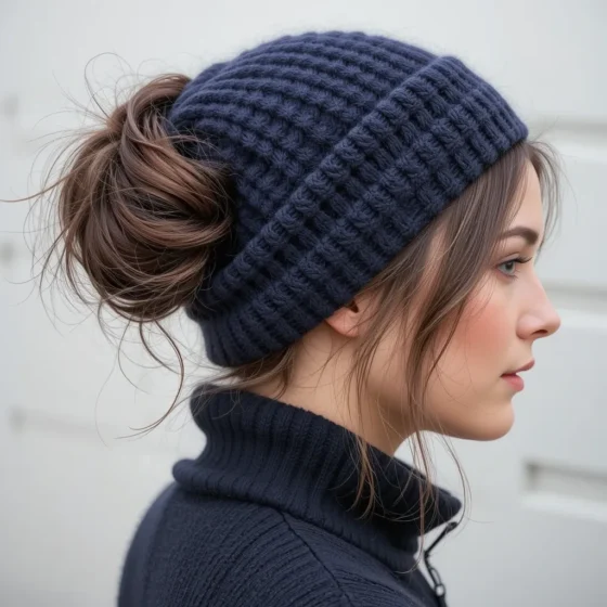 Messy Bun with a Beanie