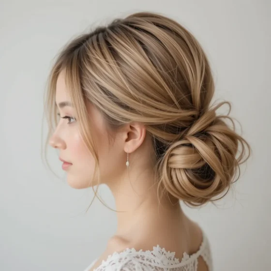 Messy Chignon with Face-Framing Layers