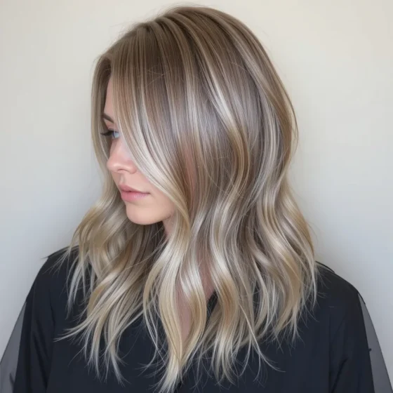 Sandy Brown Hair with Silver Foil Highlights