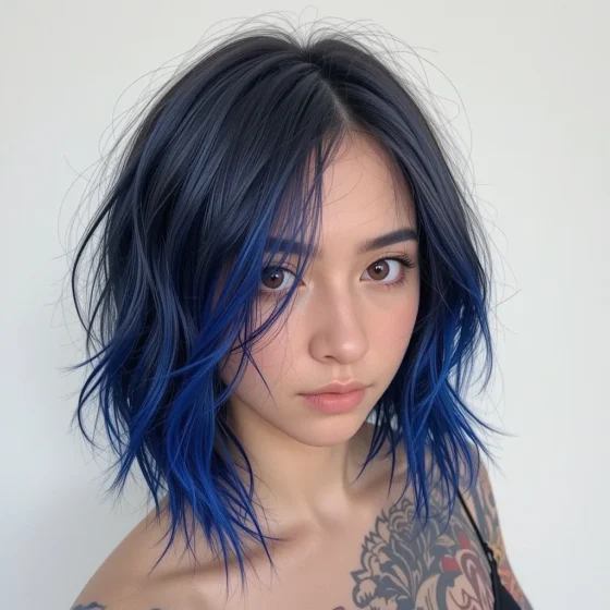 Sapphire-Tipped Black Hair