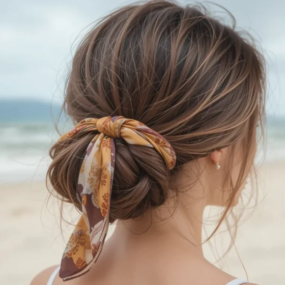 Scarf-Tied Low Bun