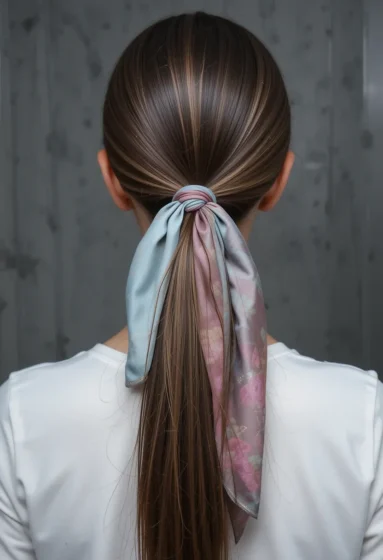 Scarf-Wrapped Ponytail