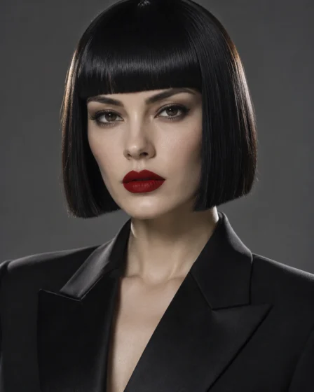 Sculpted Glass Hair Bob with Architectural Fringe