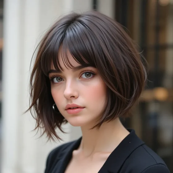 Short French Bob with Wispy Bangs