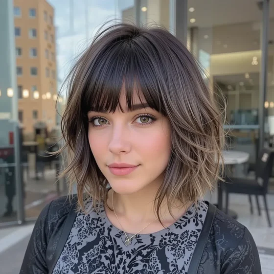 Short Shag with Wispy Curtain Bangs