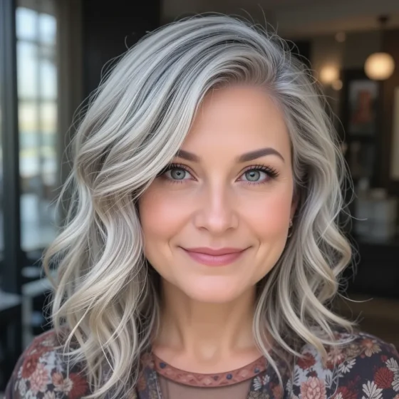 Shoulder-Length Waves With Side Part