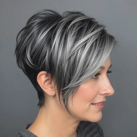 Side-Parted Pixie with Volume