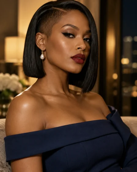 Side-Shaved Bob with Blunt Ends