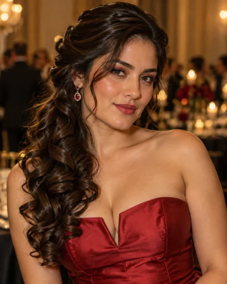 Side-Swept Cascading Curls