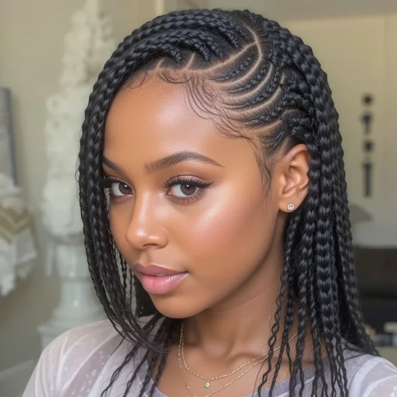 Side-Swept Cornrows