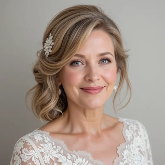 Side-Swept Waves with a Sparkly Barrette