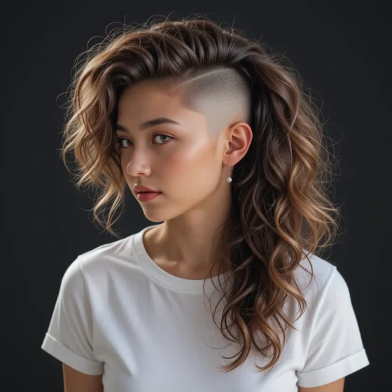Side Undercut with Long, Voluminous Curls