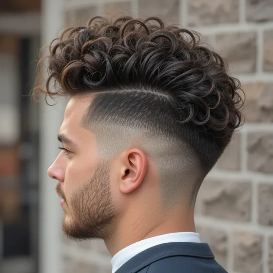 Skin Fade with Curly Pompadour