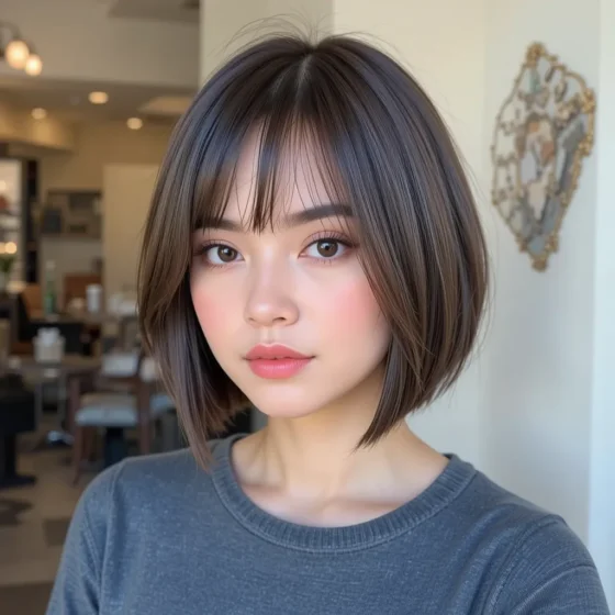 Sleek A-Line Bob with Wispy Bangs