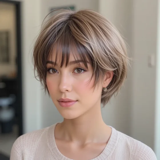 Sleek Bowl Cut with Wispy Bangs