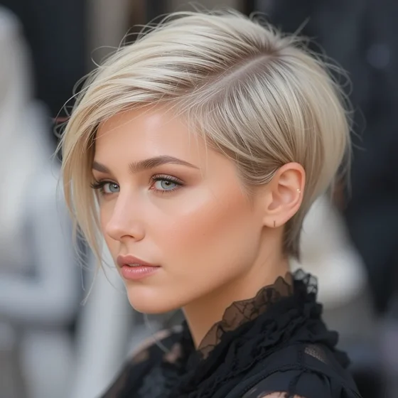 Sleek Side-Swept Pixie