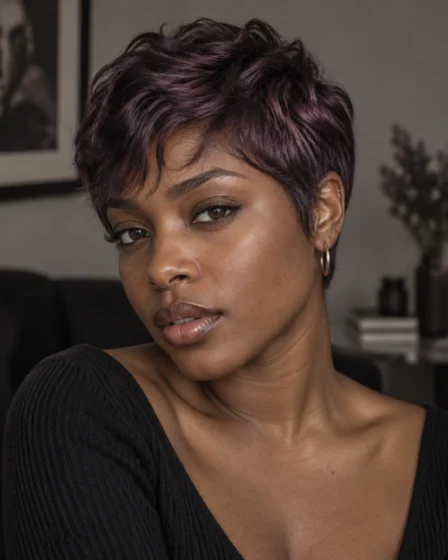Smoky Violet-Plum Textured Pixie