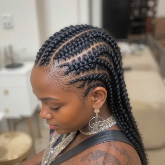 Snake Braids with Cornrows