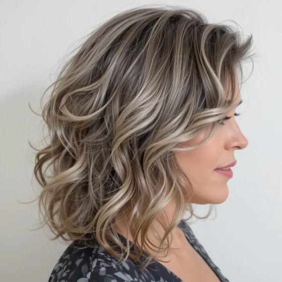 Soft Curls with a Side Part