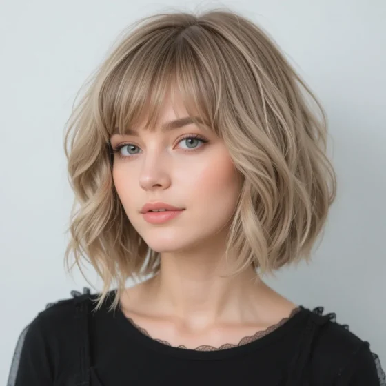 Soft Layered Bob with Feathered Bangs