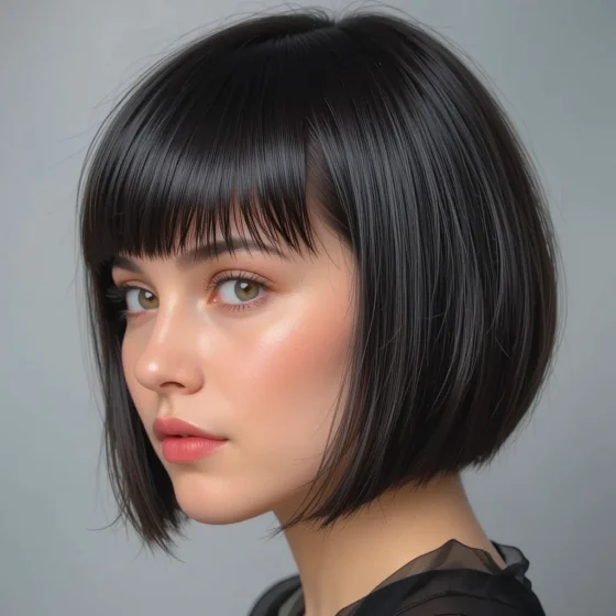 Straight Chin-Length Bob with Blunt Bangs