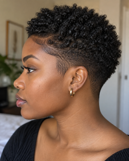 Tapered 4C Coily Pixie with Crisp Edges