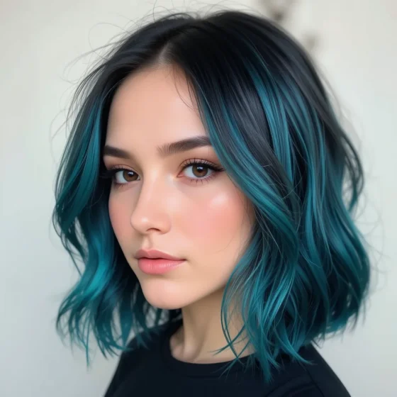 Teal and Black Galaxy Hair
