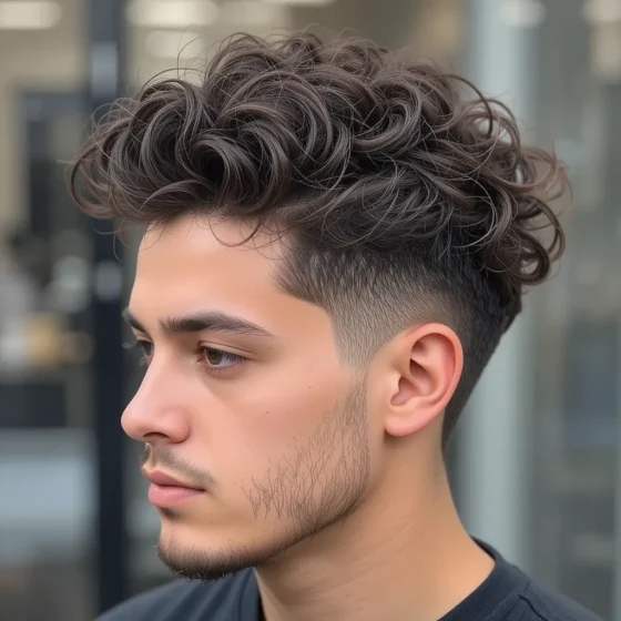 Temple Fade with Messy Curls