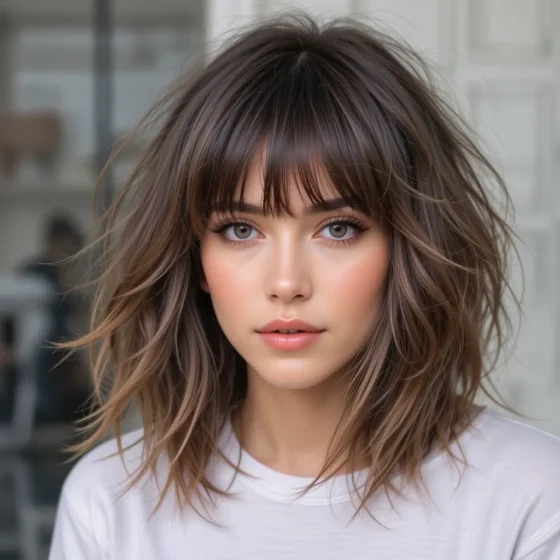 Textured Bangs with a Tousled Bob