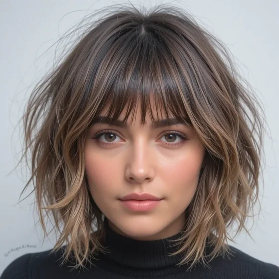 Textured Bob with Wispy Curtain Bangs