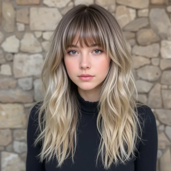 Textured Bottleneck Bangs with Shaggy Layers