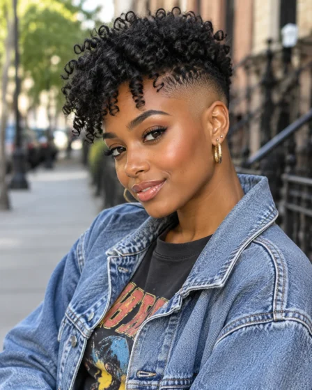 Textured Curly Top with High Skin Fade