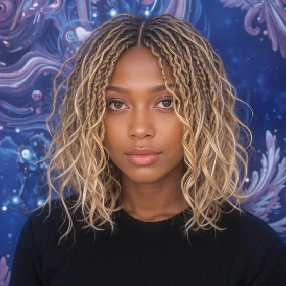 Textured Invisible Locs with Highlights