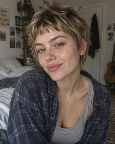 Tousled Bedhead Crop with Choppy Baby Bangs