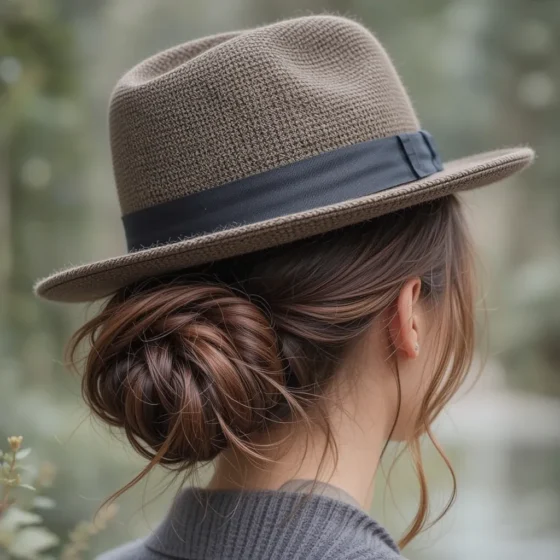 Twisted Side Bun with a Trilby