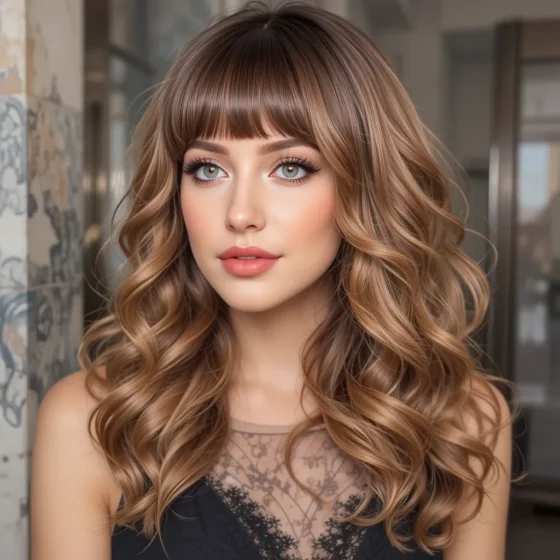 Voluminous Bottleneck Bangs with Retro Waves