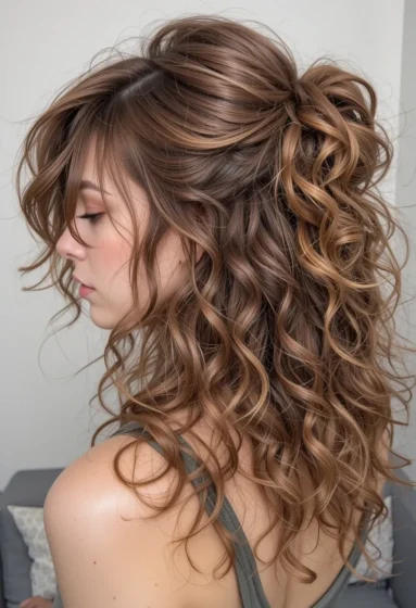 Voluminous Curls With Side Bangs
