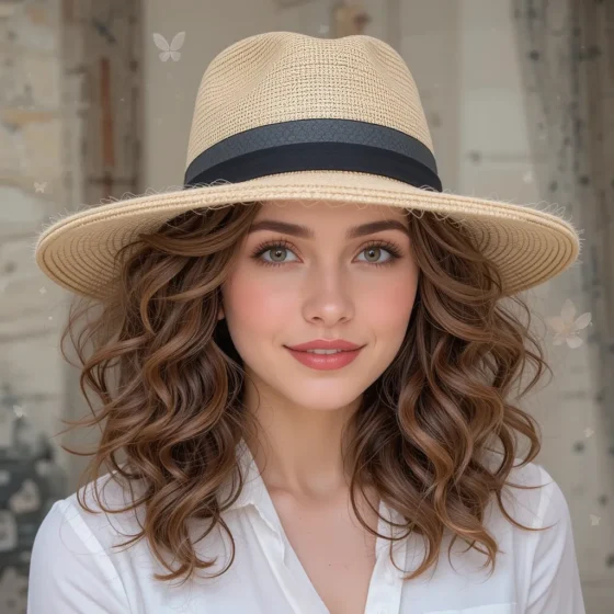 Voluminous Curls with a Panama Hat