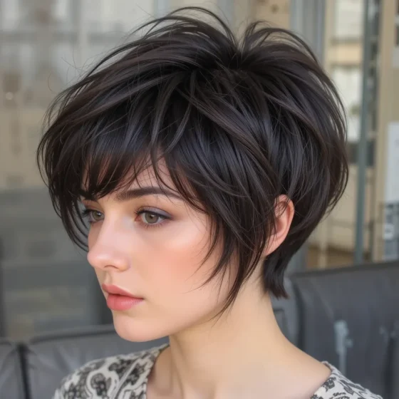 Voluminous Pixie with Wispy Bangs