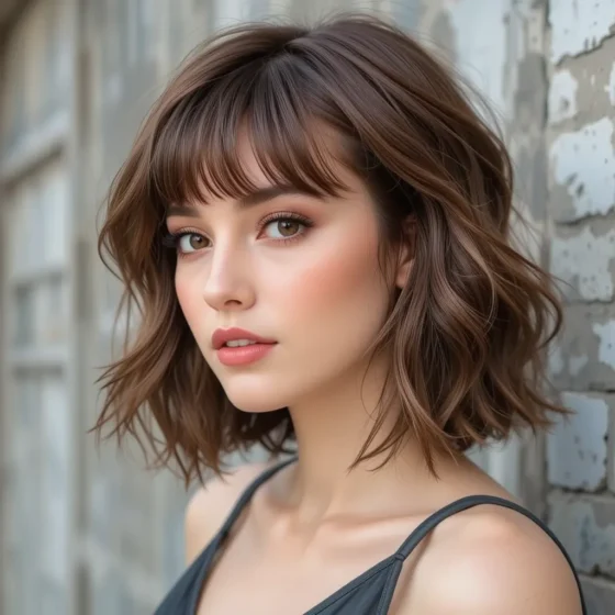 Wavy Bob with Swooped Bangs