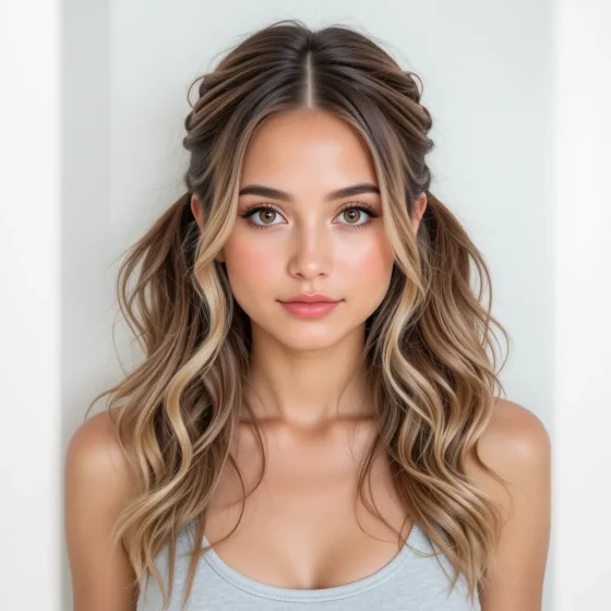 Wavy Textured Half-Up Pigtails