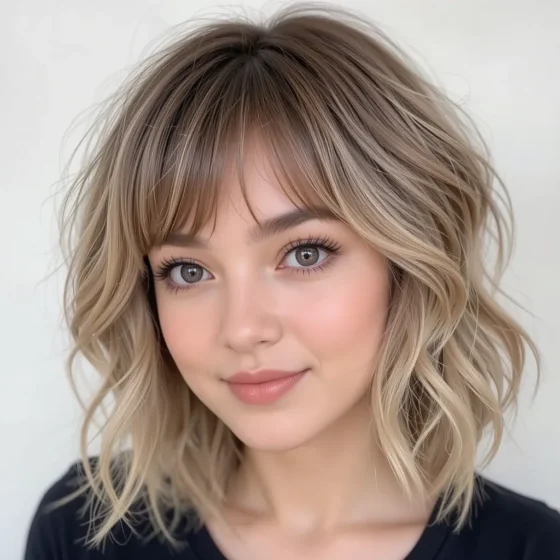 Wispy Bangs with Beachy Waves