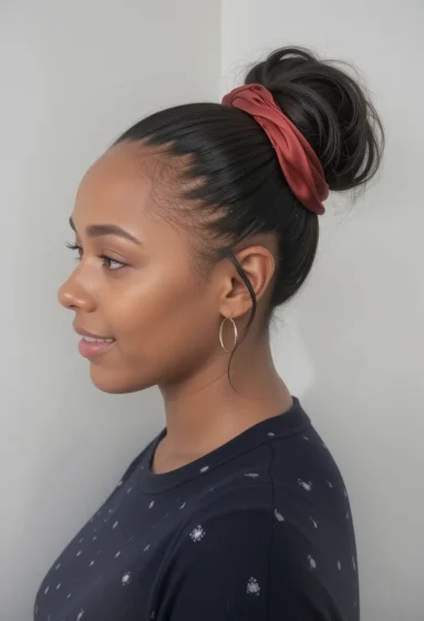 Wrapped Top Knot with Satin Strip