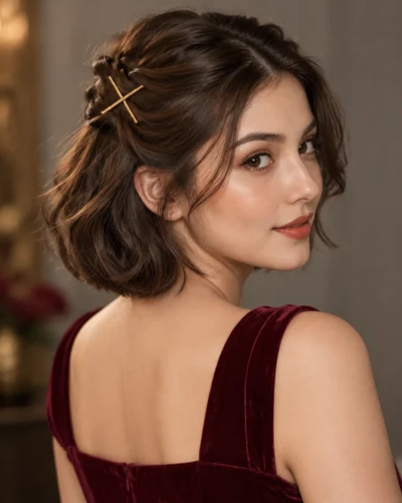 Criss-Cross Pinned Half-Up Style
