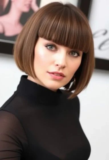 A-Line Bob With Blunt Bangs