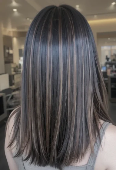 Ash Brown Highlights on Black Hair