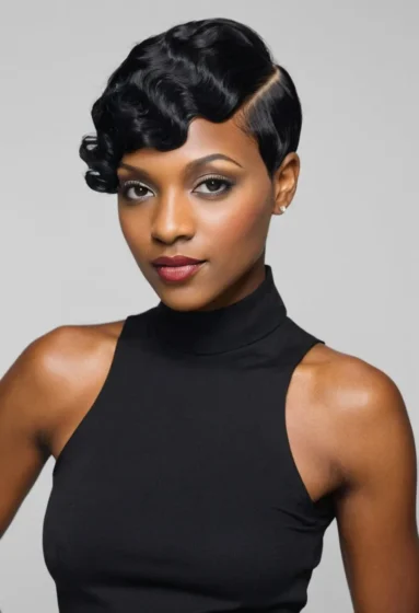 Asymmetrical Finger Wave Pixie Cut