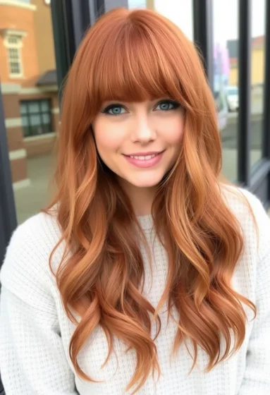 Auburn Wolf Cut with Flicked Bangs